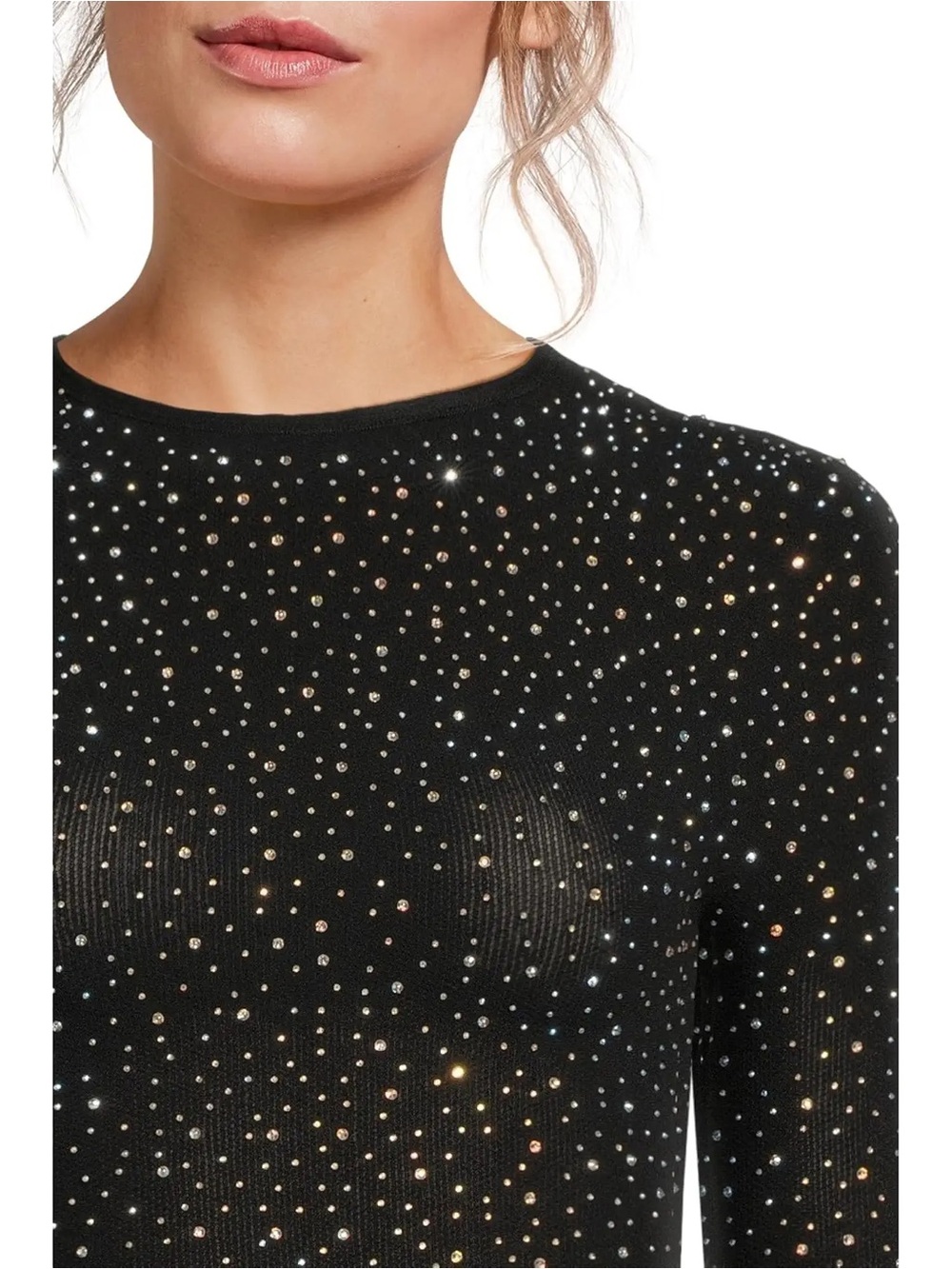 NWOT Free People Intimately Night Sky Rhinestone Top in Black